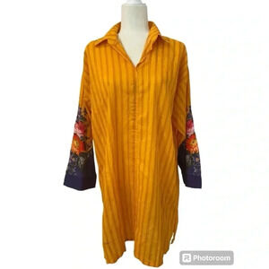 Sana Safinaz Long Salwar Kameez Yellow Striped Tunic
